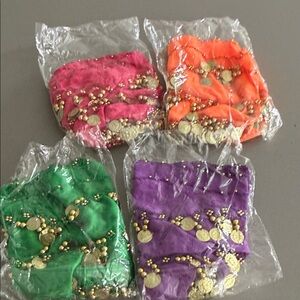 Colorful Fabric with Gold Coin Accents